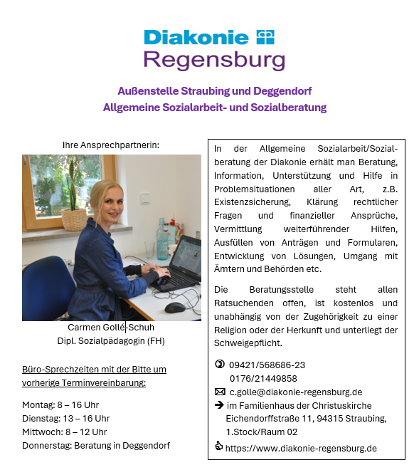 Beratungsangebote der Diakonie Regensburg im Familienhaus