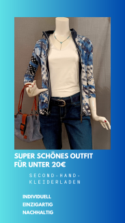super schönes Outfit für unter 20 €: eine weiß-blaue Frühjahrsjacke